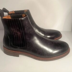 TAFT Chelsea Pull On Leather Ankle Boots Black - Men's 9.5